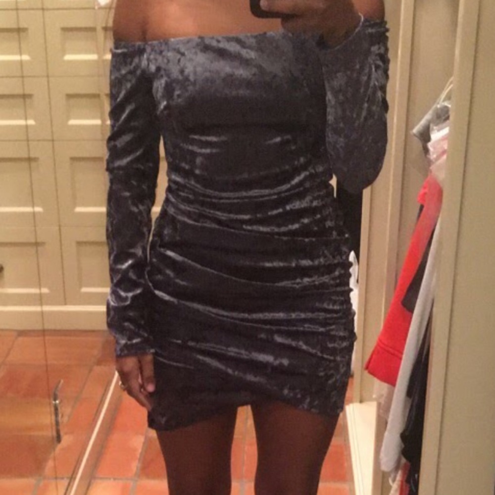 NWT Midnight blue off the shoulder dress
